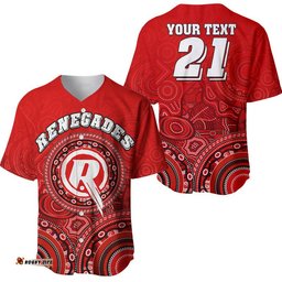Custom Personalised Melbourne Renegades Indigenous Aboriginal Arts Baseball Jersey Shirt