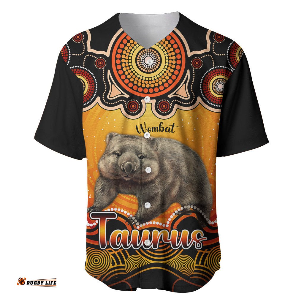 Personalised Australia Taurus Wombat Zodiac Baseball Jersey Shirt Auz Astrology Aboriginal Red