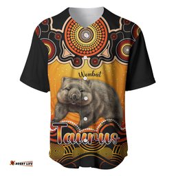 Personalised Australia Taurus Wombat Zodiac Baseball Jersey Shirt Auz Astrology Aboriginal Red