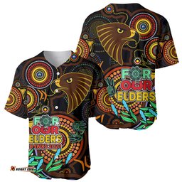 Hawks Football Aboriginal Art Baseball Jersey Shirt NAIDOC Indigenous Tribal