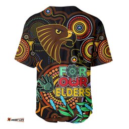 Hawks Football Aboriginal Art Baseball Jersey Shirt NAIDOC Indigenous Tribal