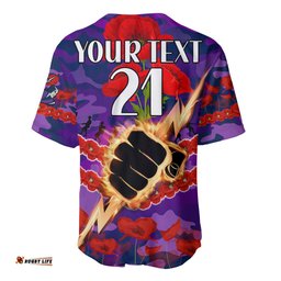 Custom Text And Number Storm Rugby ANZAC Baseball Jersey Shirt Lest We Forget