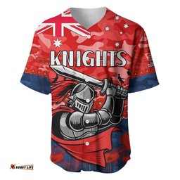 Custom Text And Number Knights Rugby ANZAC Baseball Jersey Shirt Lest We Forget