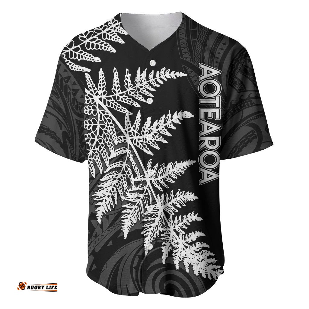 Personalised New Zealand Rugby Baseball Jersey Shirt World Cup Silver Fern Champions