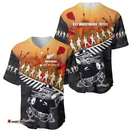 New Zealand ANZAC Rugby Baseball Jersey Shirt Soldier Fern With Kiwi Bird