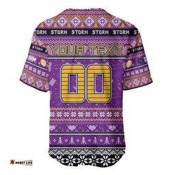 Personalized Storm Rugby Xmas Baseball Jersey Shirt Australia NRL Mascot