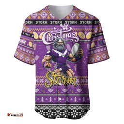 Personalized Storm Rugby Xmas Baseball Jersey Shirt Australia NRL Mascot