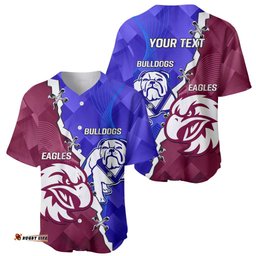 Personalised Bulldogs And Eagles Rugby Baseball Jersey Shirt Dynamic Style