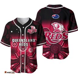Queensland Reds Rugby Baseball Jersey Shirt Gradient Aboriginal Ver.02