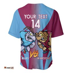 Custom NSW Blues And QLD Maroons Rugby Baseball Jersey Shirt 2024 Cockroaches Cane toads Together