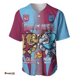 Custom NSW Blues And QLD Maroons Rugby Baseball Jersey Shirt 2024 Cockroaches Cane toads Together