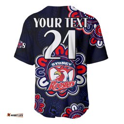 Custom Personalised NRL Sydney Roosters Rugby 1908 Aboriginal Baseball Jersey Shirt