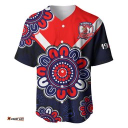 Custom Personalised NRL Sydney Roosters Rugby 1908 Aboriginal Baseball Jersey Shirt