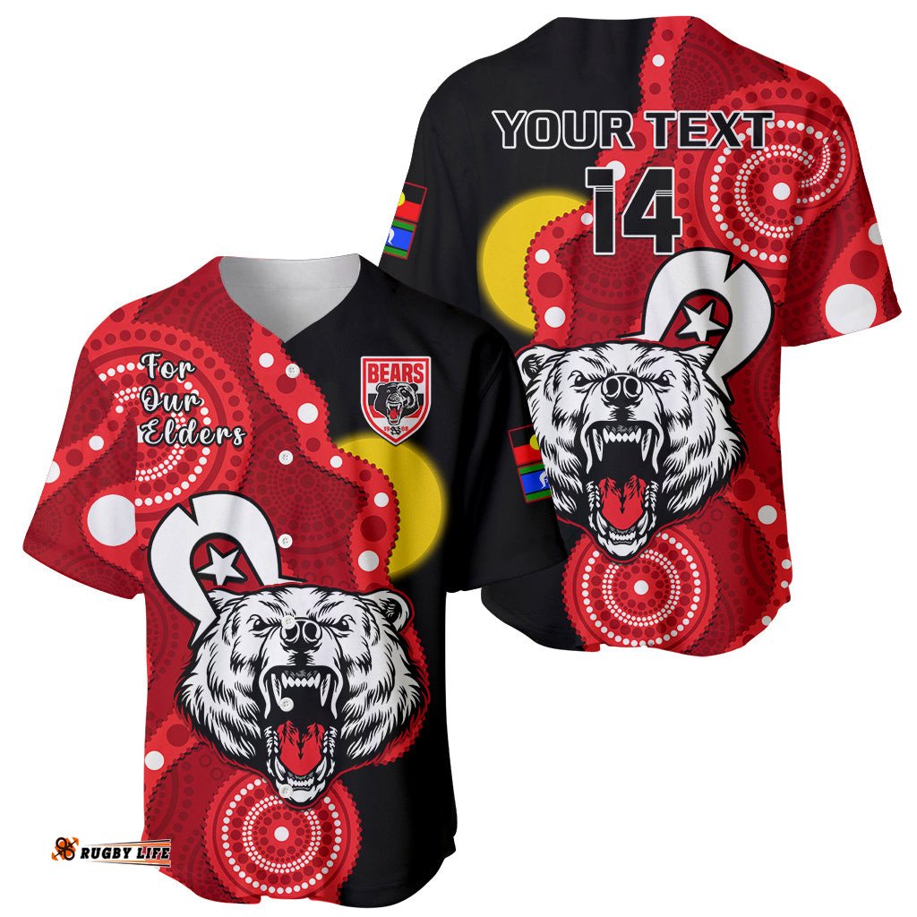 Custom Text And Number North Sydney Rugby NAIDOC Baseball Jersey Shirt Bears Indigenous For Our Elders