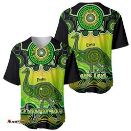 Personalised Australia Aquarius Emu Zodiac Baseball Jersey Shirt Auz Astrology Aboriginal Green