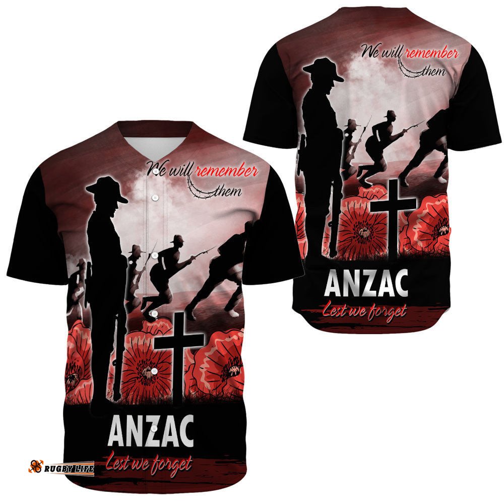 Anzac Day We Will Remember Them Special Version Baseball Jersey Shirt
