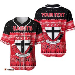 Custom Personalised St Kilda Football Baseball Jersey Shirt Saints Indigenous Merry Christmas Ver.02