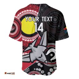 Custom AFL Essendon NAIDOC Week Baseball Jersey Shirt Keep The Fire Burning Indigenous Art