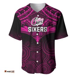 Sydney Sixers Cricket Baseball Jersey Shirt Unique Indigenous Art Mix Polynesian Pattern