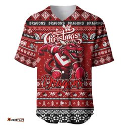 Personalized Dragons Rugby Xmas Baseball Jersey Shirt Australia NRL Mascot