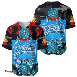 Adelaide Strikers ANZAC 2024 Baseball Jersey Shirt Lest We Forget Poppy Mix Camouflage