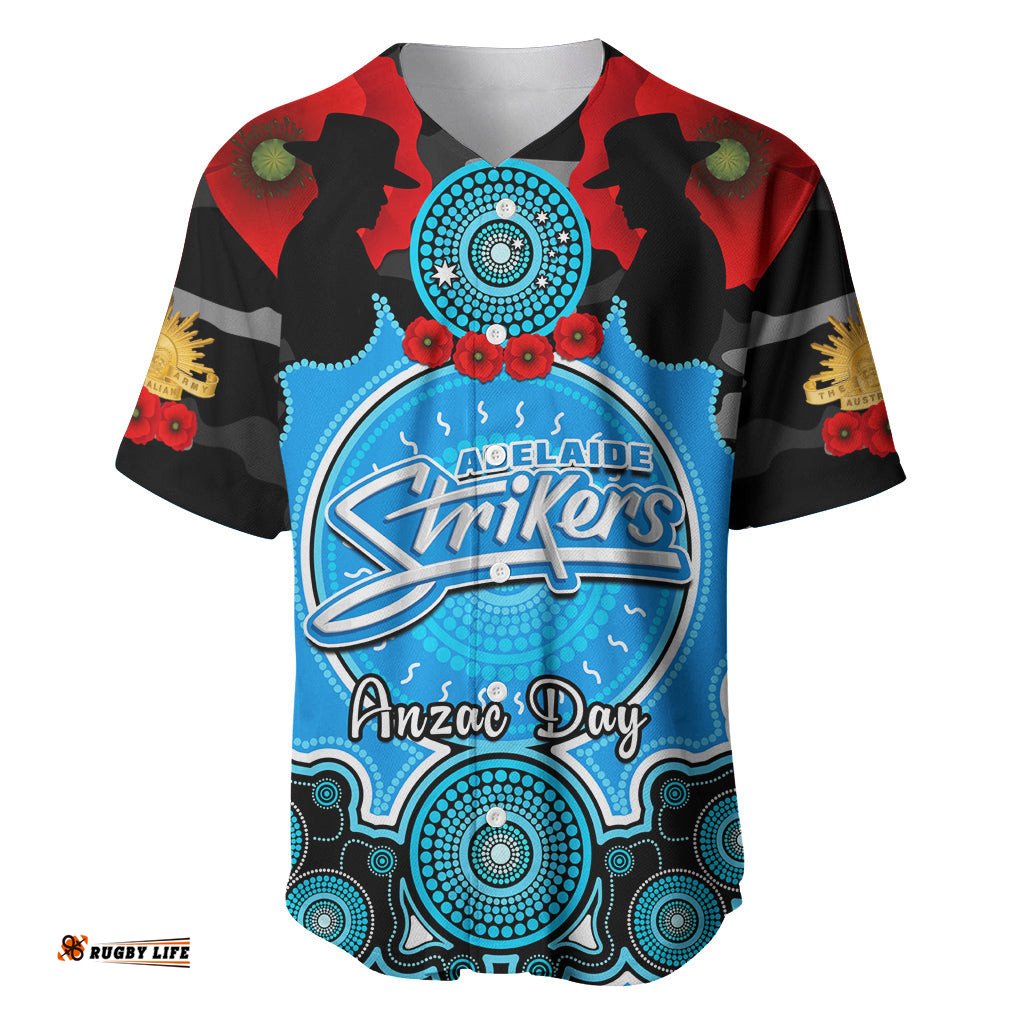 Adelaide Strikers ANZAC 2024 Baseball Jersey Shirt Lest We Forget Poppy Mix Camouflage