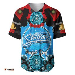Adelaide Strikers ANZAC 2024 Baseball Jersey Shirt Lest We Forget Poppy Mix Camouflage