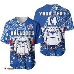 Custom Text And Number Bulldogs Football Baseball Jersey Shirt Scraggers 1877 Aboriginal Dot Painting Newest Version