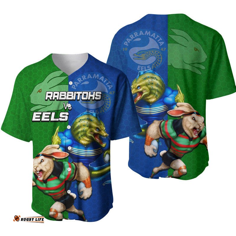 Eels And Rabbitohs Rugby Baseball Jersey Shirt 01