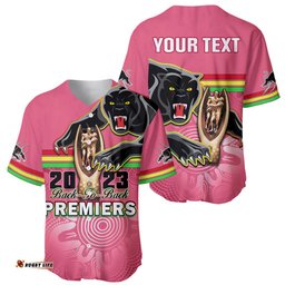 Personalised Panthers Baseball Jersey Shirt Premiers Back To Back Pink Version