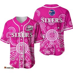 Sydney Sixers Baseball Jersey Shirt Cricket Indigenous Australian Art Strip Ver.02