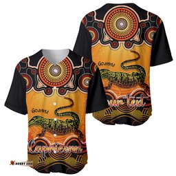 Personalised Australia Capricorn Goanna Zodiac Baseball Jersey Shirt Auz Astrology Aboriginal Red