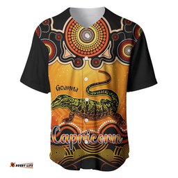 Personalised Australia Capricorn Goanna Zodiac Baseball Jersey Shirt Auz Astrology Aboriginal Red