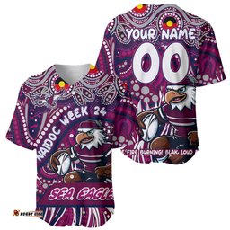 Custom Australia NAIDOC Week 2024 Baseball Jersey Shirt Sea Eagles Mascot Keep The Fire Burning