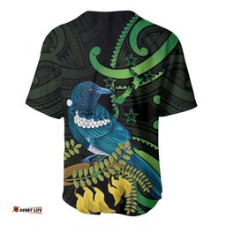 New Zealand Tui Bird Baseball Jersey Shirt Aotearoa Maori With Kowhai Flowers