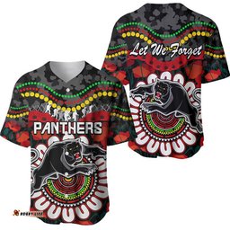 Panthers Rugby ANZAC Baseball Jersey Shirt Camouflage Poppy