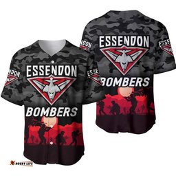 Essendon Bombers ANZAC Baseball Jersey Shirt Simple Style Black