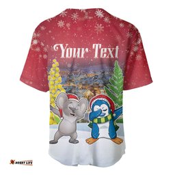 Personalised Christmas In July Baseball Jersey Shirt Funny Dabbing Dance Koala And Blue Penguins