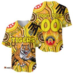 Personalised NAIDOC Week 2024 Richmond Tiger Baseball Jersey Shirt Australian Aboriginal Hand Painting