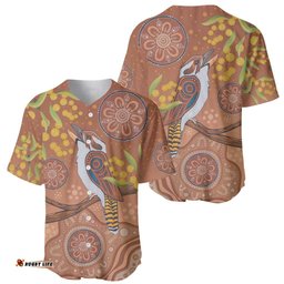 Kookaburra Aboriginal Dot Painting Baseball Jersey Shirt