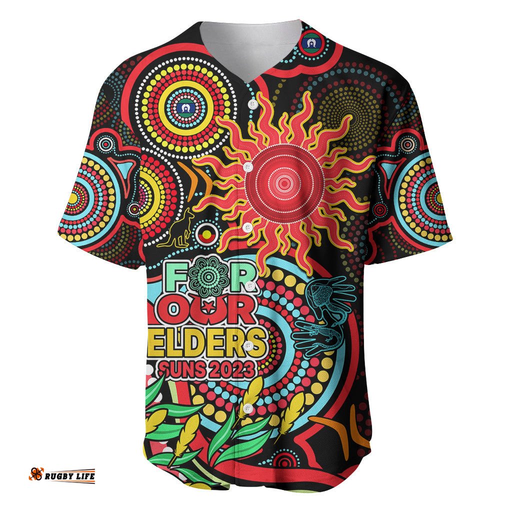 Suns Football Aboriginal Art Baseball Jersey Shirt NAIDOC Indigenous Tribal