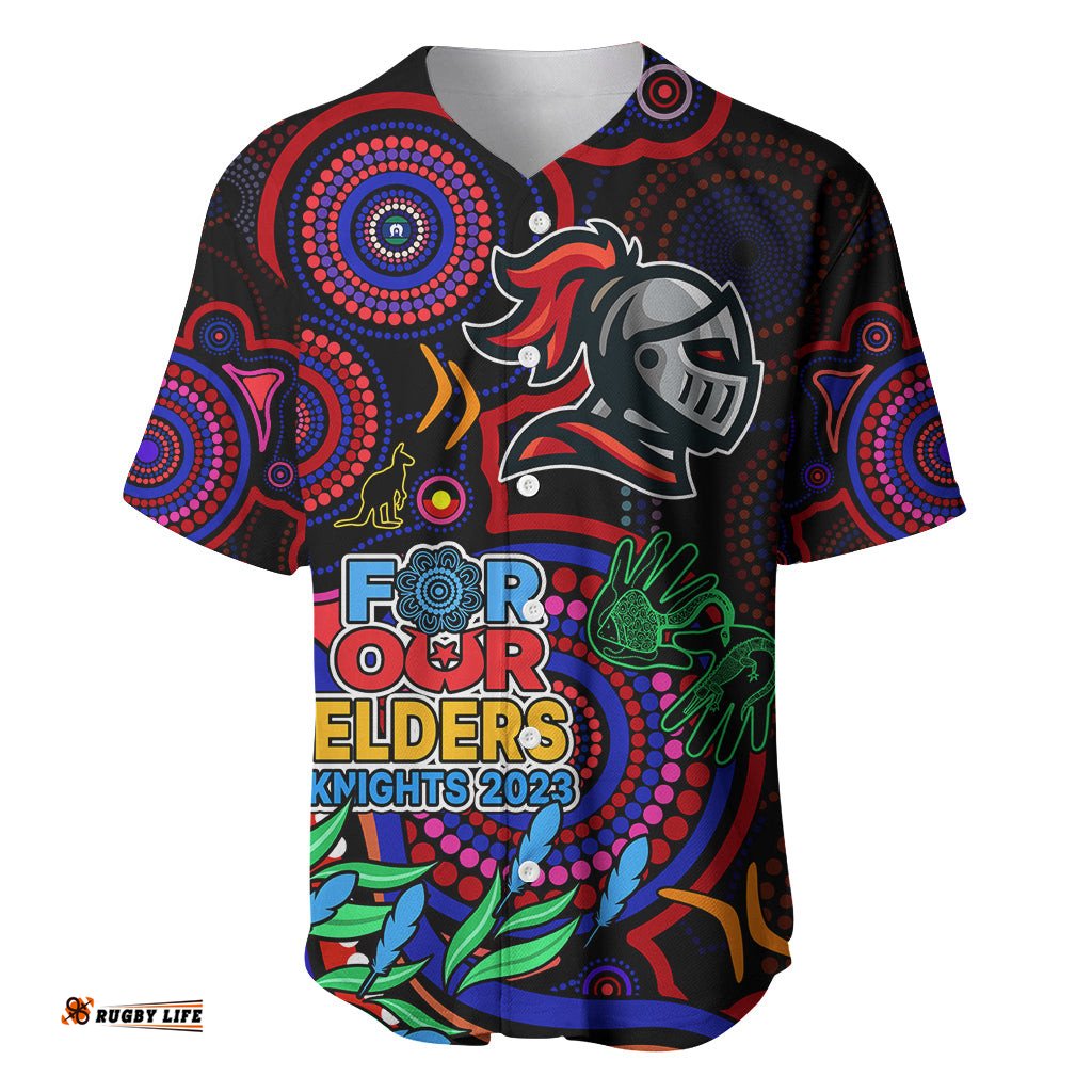 Knights Rugby Aboriginal Art Baseball Jersey Shirt NAIDOC Indigenous Tribal
