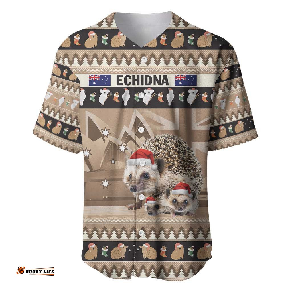 Aussie Echidna Baseball Jersey Shirt Merry Christmas