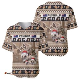 Aussie Echidna Baseball Jersey Shirt Merry Christmas