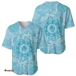 Blue Australia Lizard With Aboriginal Art Baseball Jersey Shirt