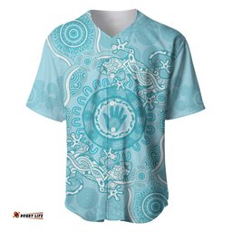 Blue Australia Lizard With Aboriginal Art Baseball Jersey Shirt