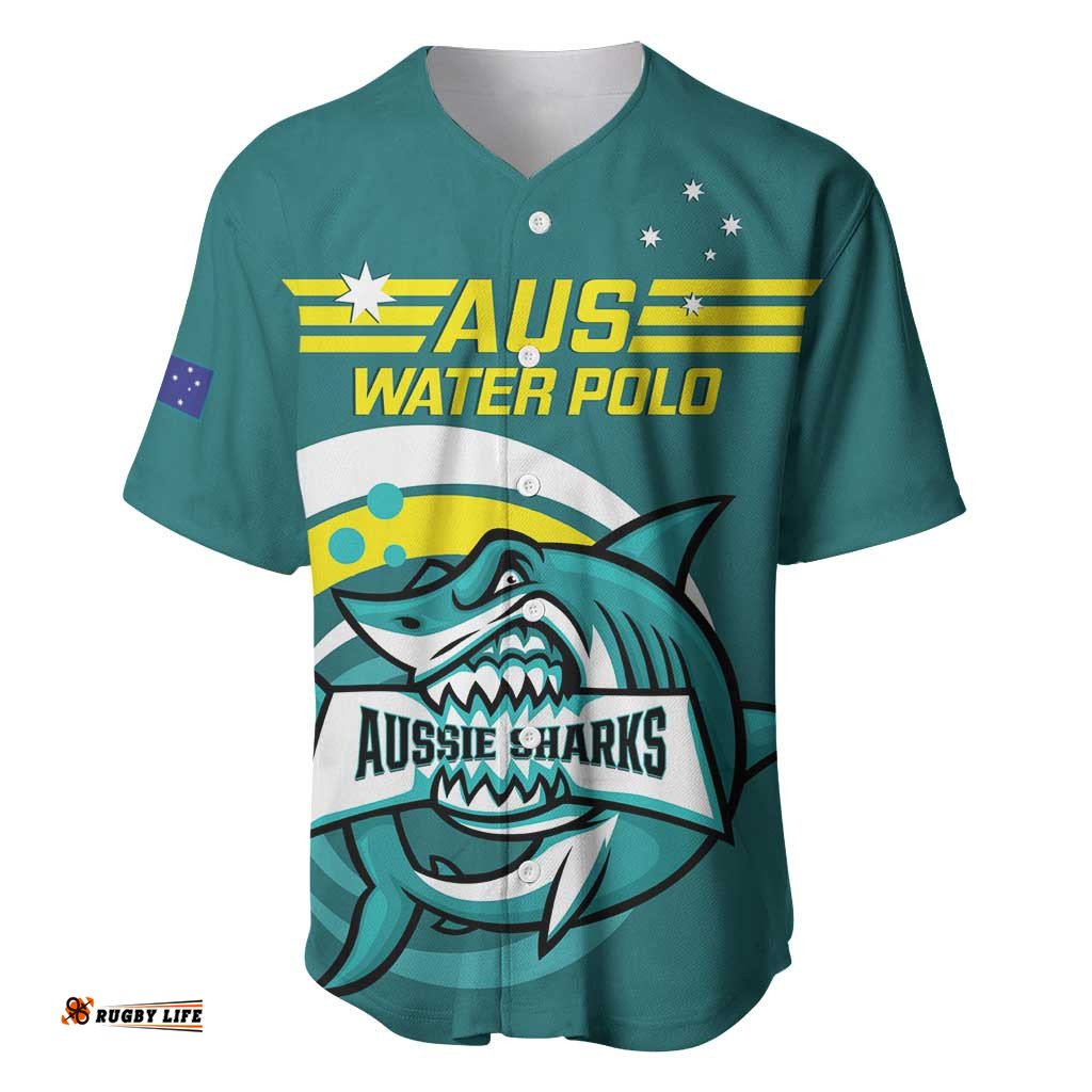 Custom Australia Water Polo 2024 Baseball Jersey Shirt Aussie Shark Sporty Version