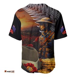 Slouch Hat and Biscuits ANZAC Baseball Jersey Shirt with Soldier Silver Fern