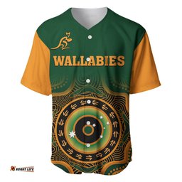 Custom Text And Number Wallabies Rugby Baseball Jersey Shirt Aussie Go Champions Indigenous Green