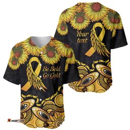 Be Bold Go Gold Aboriginal Ribbon Childhood Personalised Baseball Jersey Shirt